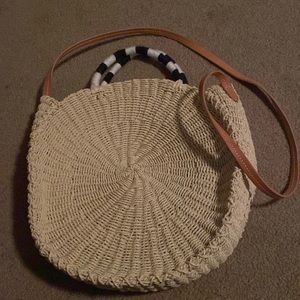 J crew woven round bag NWT